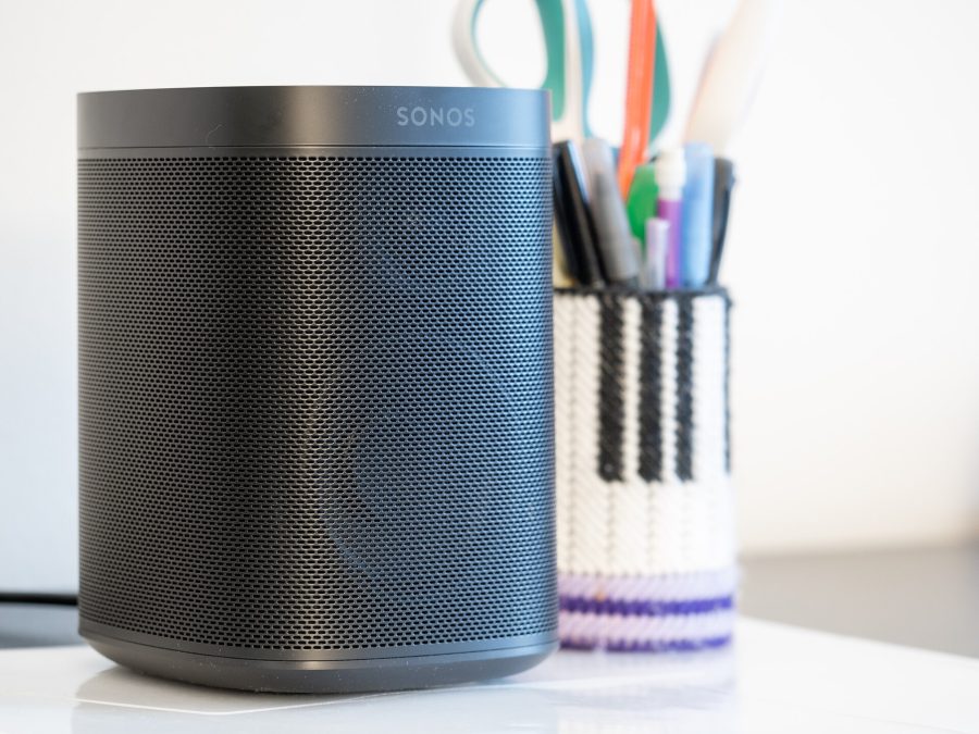 A Sonos One wireless speaker