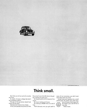 Volkswagen, Think Small, print, 1959, DDB