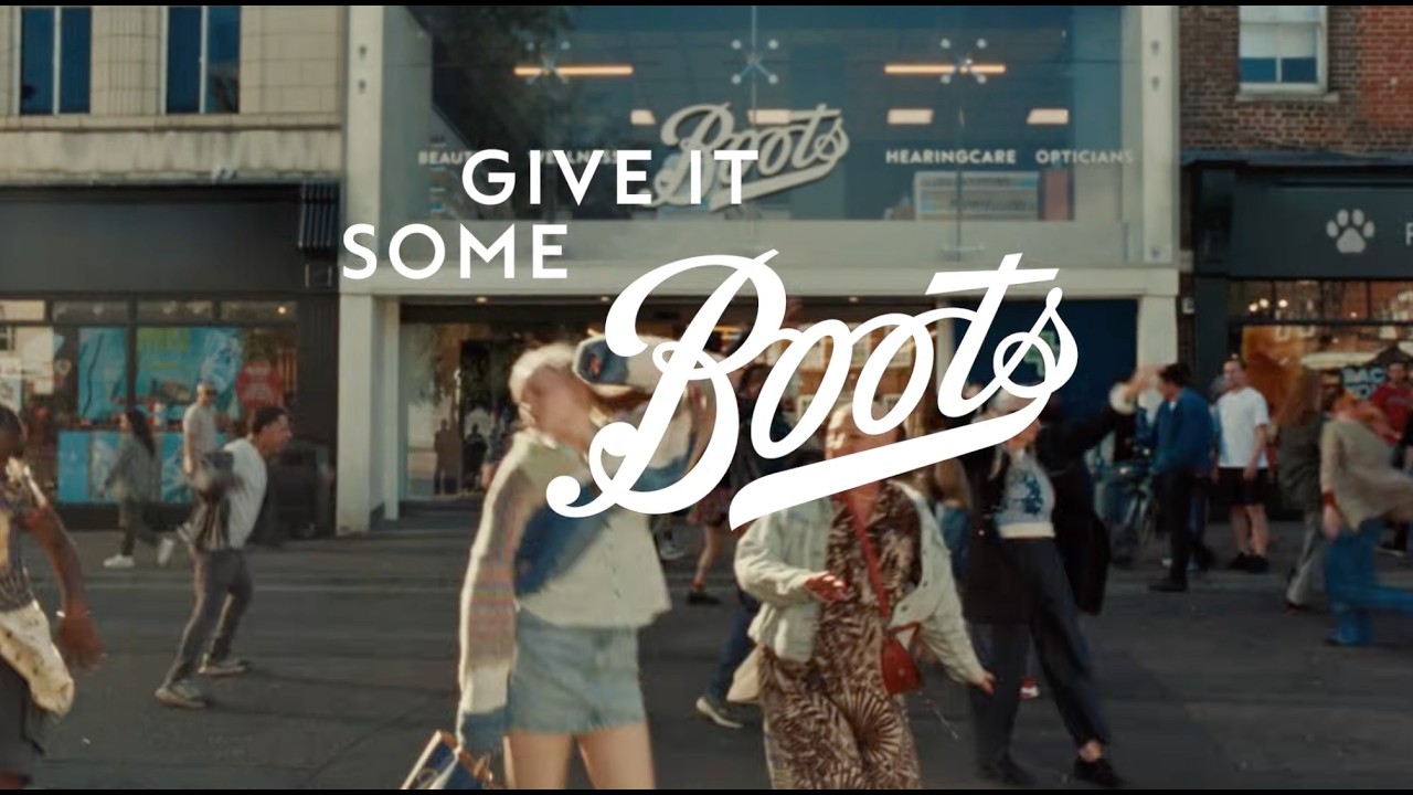 Dancers outside a Boots store in the Give it Some Boots television advert