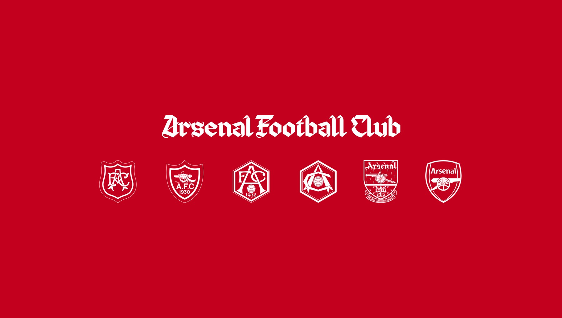 Arsenal Football Club set in Rocastle above a row of the club's historic crests