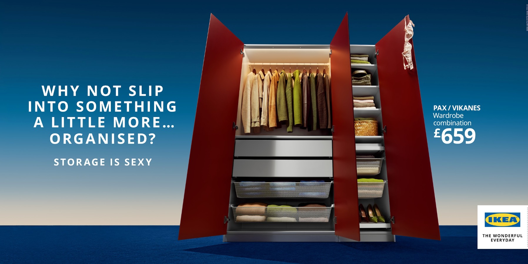Ikea Storage is Sexy poster with the line Why not slip into something a little more organised?
